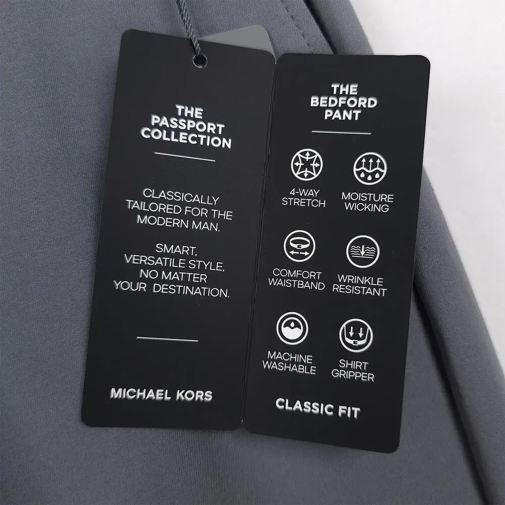 Michael Kors Mens Classic Fit Dress Pants 36x31 Slate Grey Solid Stretch Cotton